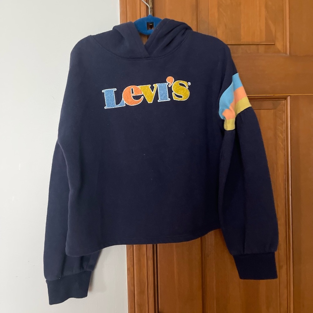 Girls Large 12-13 years Levi’s Rainbow Puffy Sleeve Hoodie Sweater Shirt
